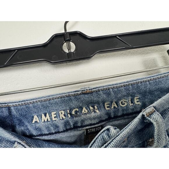 American Eagle Jeans Womens 000 Regular Blue Stretch Distressed High Rise Denim - Picture 3 of 7